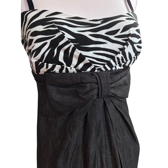 Juniors Large Vintage Rue 21 Zebra Print Mini Dress 90s Look Black Denim-Look - Picture 10 of 11
